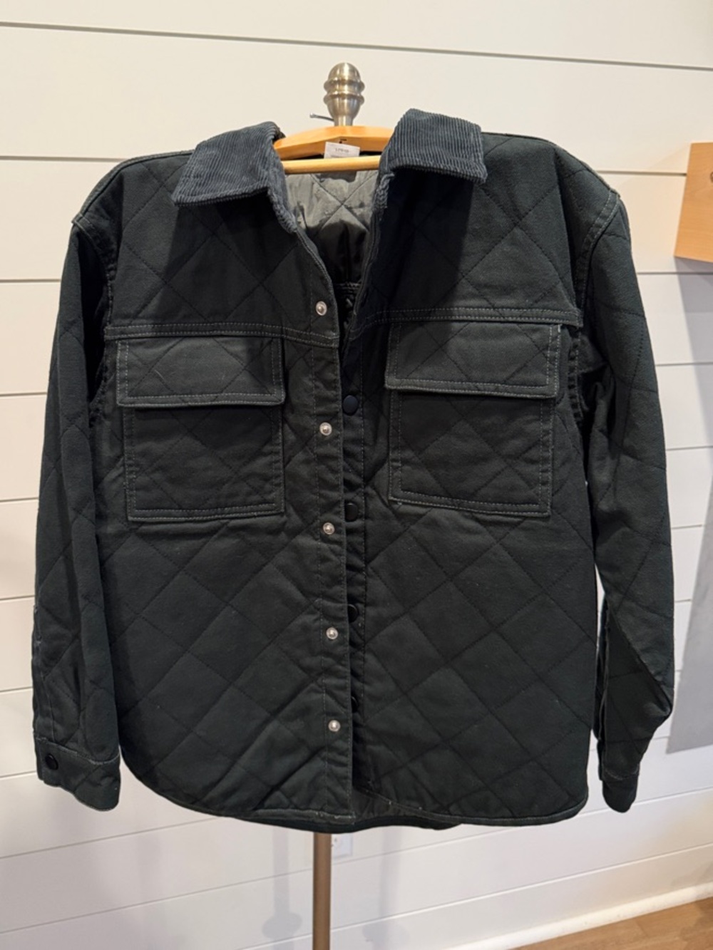 wonder nation Quilted Dark Green Jacket with Corduroy Collar